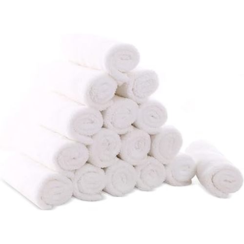 Cute Castle Ultra-Soft Baby Washcloths, 16 Pack - 9" by 9", Gentle on Sensitive Skin for Face and Body, Plush, Super Absorbent Wash Clothes for Girls and Boys, White