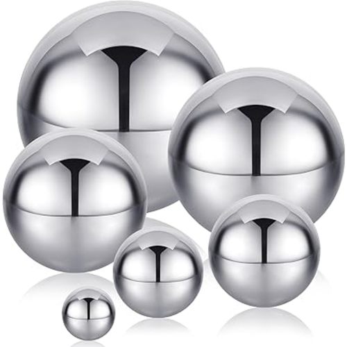 Shappy 6 Pcs Sensory Reflective Balls Stainless Steel Mirror Balls Gazing Ball Mirrored Spheres Sensory Balls for Christmas Color Image Reflection Bedroom Ornaments, 6 Sizes