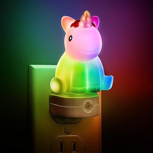 L LOHAS LED Plug in Night Light for Kids, Cute Night Light with Dusk to Dawn Sensor, Color Changing LED Night Light, Christmas Birthday Gift Nightlight for Girls, Kids, Room Decor