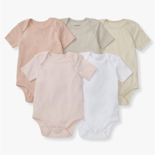 Burt's Bees Baby Unisex Organic Cotton Short and Long Sleeve Bodysuits, 5-Pack
