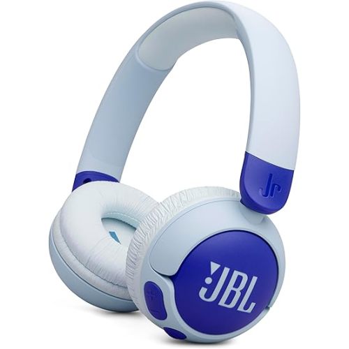 JBL Junior 320BT - Wireless on-Ear Kids Headphones with JBL Safe Sound (<85dB), Fit for Kids, Parental Control with Customizable Volume & Playtime and 50Hr Battery Life (Blue)