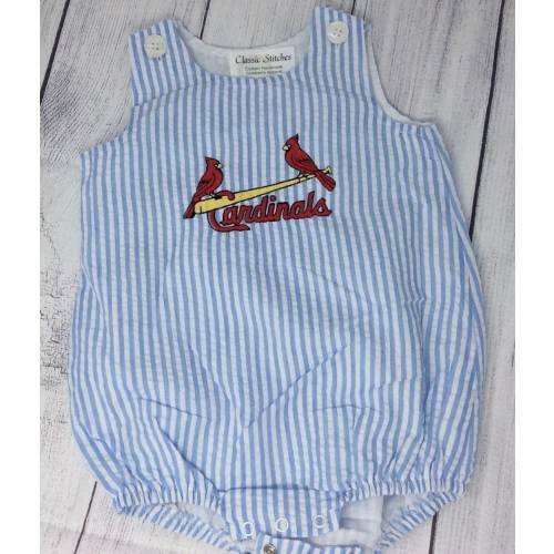Cardinals Toddler Boy Jon-Jon Bubble blue seersucker
