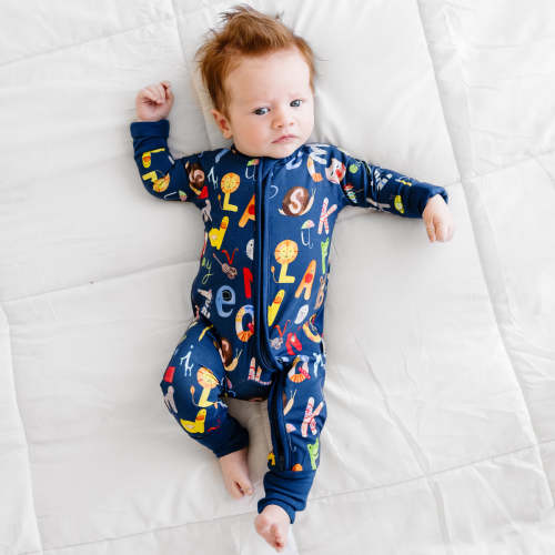Navy Alphabet Friends Bamboo Viscose Zippy