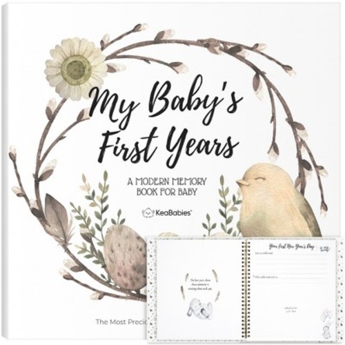 KeaBabies Craft Baby Memory Book, First 5 Years Baby Books, 90 Pages Keepsake Milestone Journal for Baby Girls, Boys