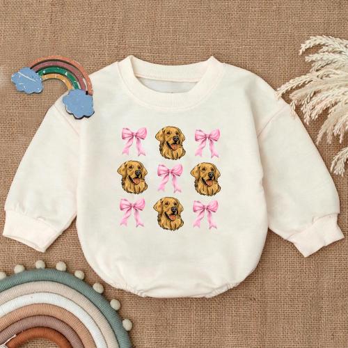 Golden Retriever Baby Romper, Coquette Dog Baby Bodysuit, Pink Bow Baby Outfit, Cute Dog Baby Outfit, Baby Shower Gift, Newborn Baby Gift