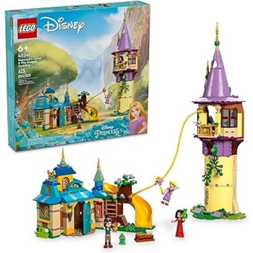 LEGO Disney Princess Rapunzel’s Tower & The Snuggly Duckling Tangled Building Toy with Flynn Rider and Mother Gothel Mini-Dolls, Disney Princess Toy, Fun Gift for Girls and Boys Ages 6 Plus, 43241