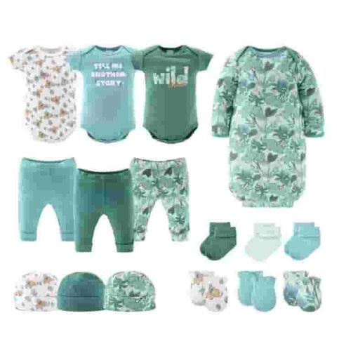 The Peanutshell 16-Piece Baby Layette Newborn Clothing Gift Set for 6 to 9 Months, Wild Jungle