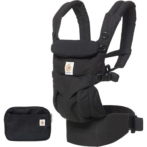 Ergobaby Omni 360 All-Position Baby Carrier for Newborn to Toddler with Lumbar Support (7-45 Pounds), Pure Black, 1 Count (Pack of 1)
