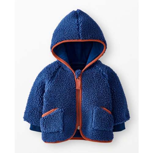 Baby Faux Shearling Hoodie Jacket | Hanna Andersson - Navy Blue - 3-6 months