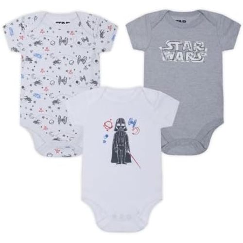 STAR WARS Baby Boys 3 Pack Bodysuit for Newborn and Infants