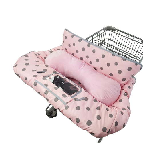 Shopping Cart Cover for Baby/Toddler with supportive seat positioner, Cozy High Chair Cover, Pink dot