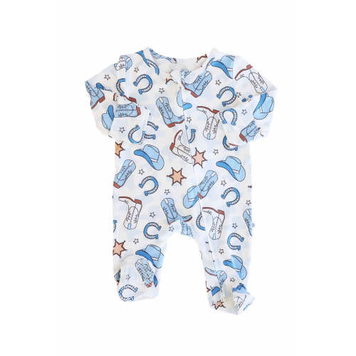 Rodeo Dreams Zipper Footie | Blue