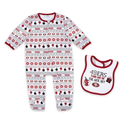 Newborn & Infant WEAR by Erin Andrews San Francisco 49ers Allover Print Full-Zip Sleeper & Bib Set