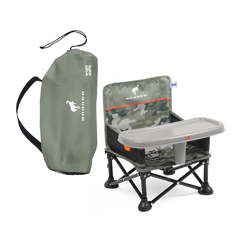 Ford Bronco Pop 'N Sit Portable Booster Chair by Bright Starts, Floor Seat, Indoor/Outdoor Use, Compact Fold, Camo Print, 6 Mos - 3 Yrs