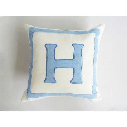 Letter pillow,  white and powder blue, initial pillow cover, alphabet pillow cover, dome decar.personalized pillow. Gift pillow, custom mode