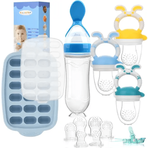 Baby Breastmilk Popsicle Molds & Baby Fruit Feeder-WAJIAYON Silicone Baby Food Freezer Tray,Baby Food Pacifier Feeder and Teether