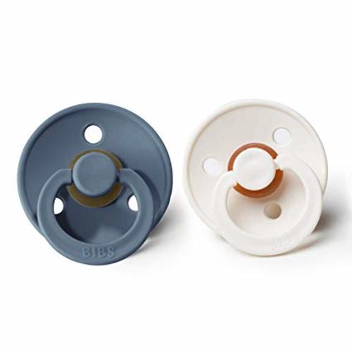 BIBS BPA-Free Natural Rubber Baby Pacifier | Made in Denmark (Petrol/Ivory, 6-18 Months) 2-Pack