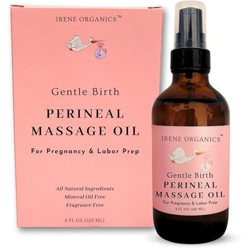 Organic Perineal Massage Oil Spray by Irene Organics for Pregnancy and Postpartum - Prevention for Perineum Tearing, All Natural, Pregnancy Third Trimester Must Haves for Childbirth