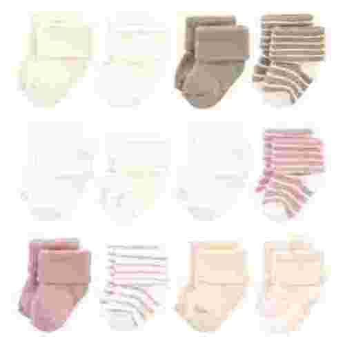 Hudson Baby Infant Girl Cotton Rich Newborn and Terry Socks, Blush Stripe, 0-6 Months