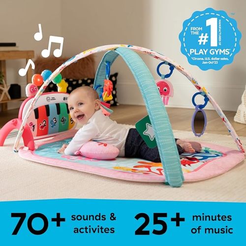 Baby Einstein Ocean Explorers 4-in-1 Kickin’ Tunes Jellyfish Jamboree Music & Language Discovery Gym, Pink, Ages 0 Months and Up