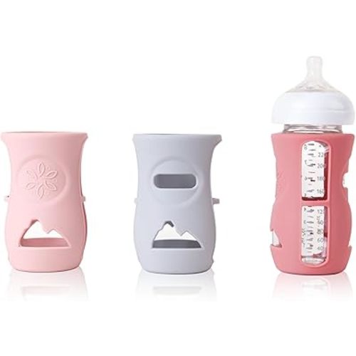 3 Pack Silicone Sleeve for Avent Natural Glass Baby Bottles, Compatible Philips Avent Glass Natural Baby Bottle, Anti Breakage Baby Bottle Holder, 8 oz