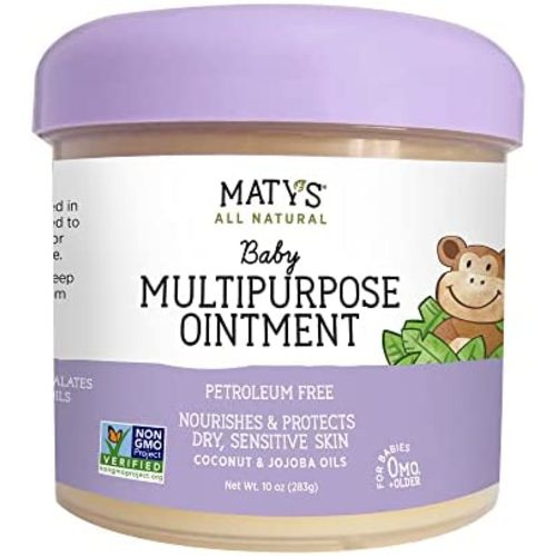 Maty's All Natural Multipurpose Baby Ointment - Petroleum & Fragrance Free - Made with Coconut & Jojoba Oils - 10 oz.
