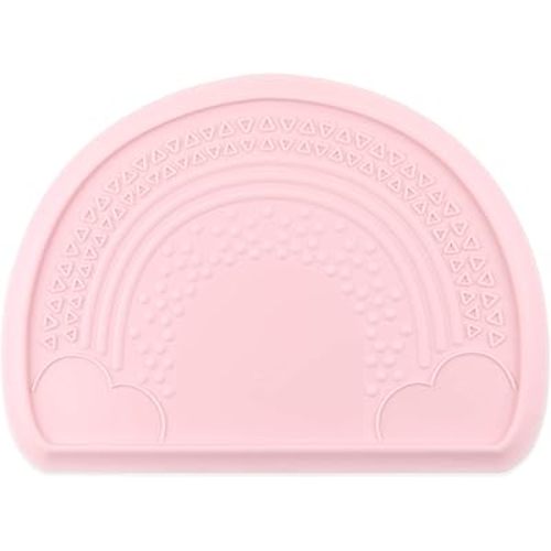 Bumkins Baby Silicone Sensory Placemat, for Babies and Toddlers, Suction Mat for Restaurants, Stick On High Chairs and Tables, Eating Finger Foods, Baby Led Weaning Essentials, Ages 6 Months Up, Pink