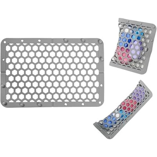 REVEX Silicone Dishwasher Bag,11.8" x 7.9" Dishwasher Basket for Baby Items,Baby Bottle Dishwasher Baskets with Adjustable Sizing for Small Parts,Nipples,Pacifiers and Toy Accessories. (Grey)