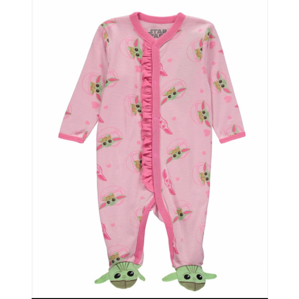 Star Wars - Brandclub - STAR WARS Baby Girls Baby Yoda Pajamas One Piece - Baby Footie Pajamas - Baby Girl Sleepers