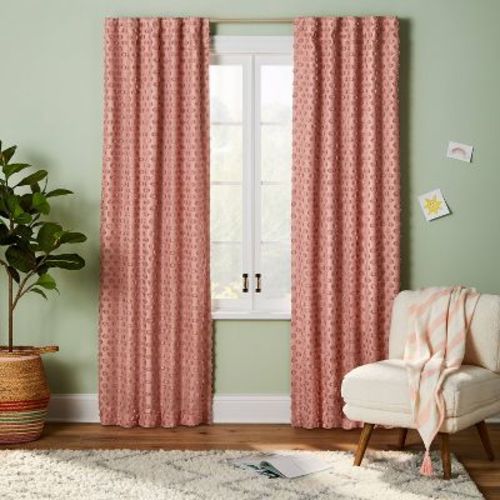 84" Blackout Clipped Dotted Kids' Panel Rose Pink - Pillowfort™: Noise Reduction, Uv Protection, Energy Efficient