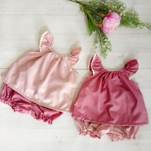 Twin Baby girl clothes set, blush and mauve baby set clothes, baby shower gift, twin baby gift
