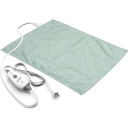 Pure Enrichment PureRelief Express Designer Series Electric Heating Pad - 12” x 15” Fast-Heating with 4 Heat Settings, Machine-Washable Fabric, & 2-Hour Auto Safety Shut-Off - Laurel Leaves