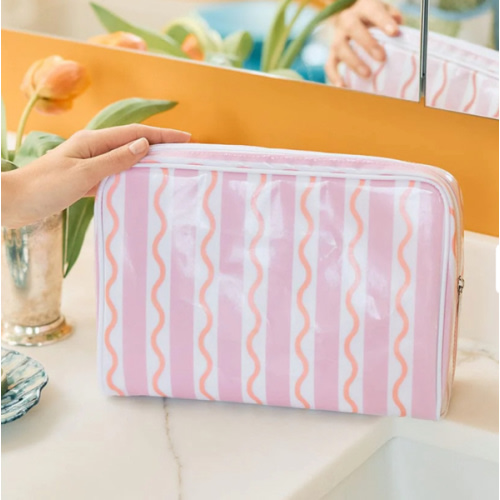 Large Patterned Toiletry Bag | Weezie Towels | SQUIGGLE PATTERN