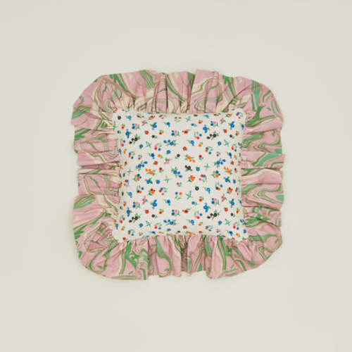Ruffled Floral Cushion - Rose Pattern