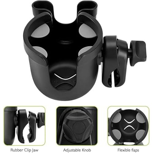 Accmor Stroller Cup Holder with Phone Holder, Bike Cup Holder, Universal Cup Holder for Uppababy Nuna Doona Strollers, 2-in-1 Cup Phone Holder for Stroller, Bike, Wheelchair, Walker, Scooter