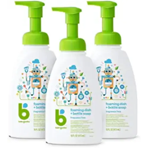 Babyganics Foaming Dish & Bottle Soap, Pump Bottle, Fragrance Free, Plant-Derived Cleaning Power, Removes Dried Milk, 16 Fl Oz, (Pack of 3), Packaging May Vary - 16 Ounce (Pack of 3)