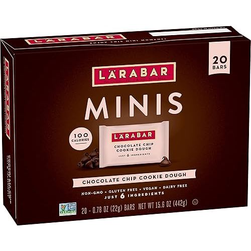 Larabar Chocolate Chip Cookie Dough Mini Bars, Gluten Free Vegan Bar, 20 ct