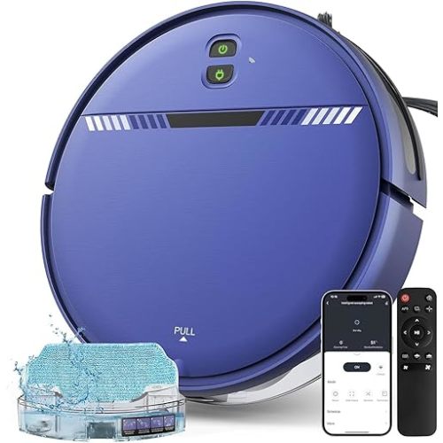 Robot Vacuum and Mop Combo, 2 in 1 Vacuum Robot with WiFi/App/Voice, Schedule, Water Tank and Dustbin, Self-Charging, Slim, Ideal for Hard Floor, Pet Hair, Carpet