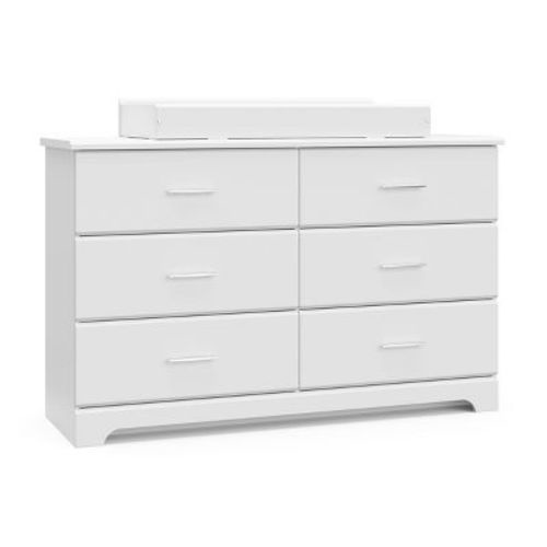 Storkcraft Brookside 6-drawer Dresser With Changing Topper And Changing Pad - White