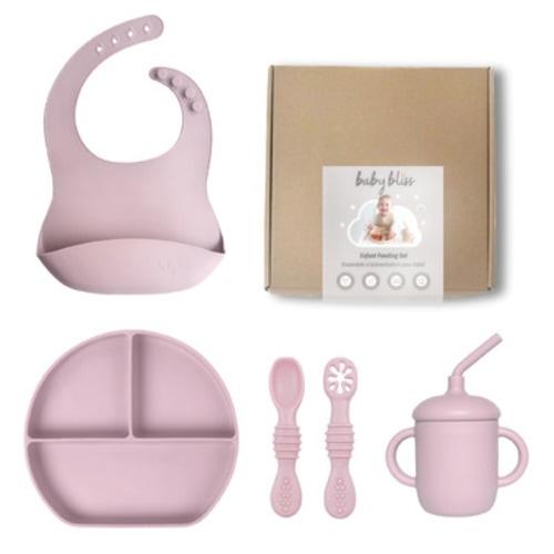 Baby Bliss Infant Feeding Set Dusty Pink
