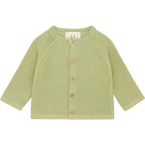 9-12M - Organic Cotton Knit Cardigan, Natural Greenstone Mineral Dye - Vild House of Little | Maisonette