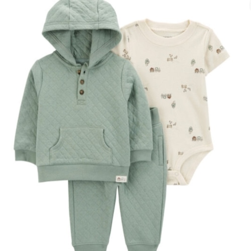 Baby 3-Piece Quilted Little Cardigan Set