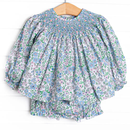 Tea Party Petals Smocked Diaper Set, Blue – Stitchy Fish