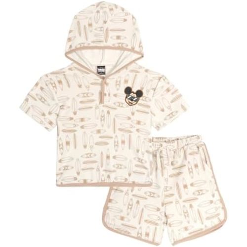 Disney Mickey Mouse Surfboard Hooded T-Shirt & Shorts Set Infant to Little Kid Sizes (12 Months - 7-8)