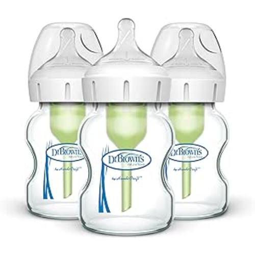 Dr. Brown's Options+ Wide-Neck Glass Baby Bottles, 5 Ounce, 3 Count, Clear, 0.31 Pound - 5oz, 3 Pack