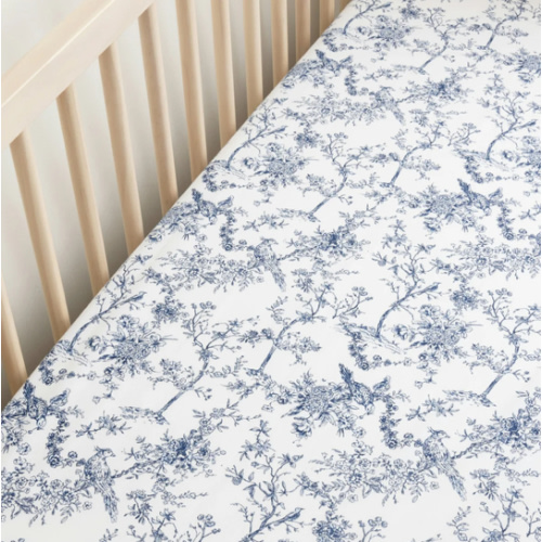 Luxe Premium Cotton Crib Sheets in Timeless Toile