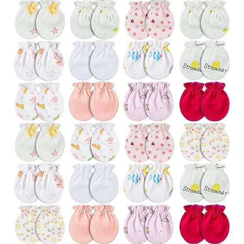 Geyoga Newborn Baby Mittens No Scratch Mittens Soft Elastic Infant Baby Gloves Mittens for 0-6 Months Baby - Cute Style - 24