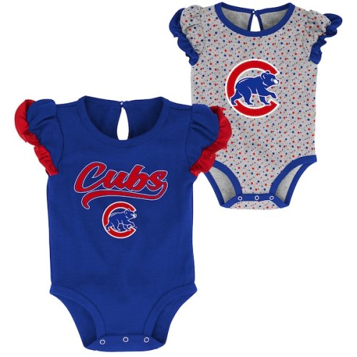 Girls Newborn Chicago Cubs Royal/Heathered Gray Scream & Shout Two-Pack Bodysuit Set