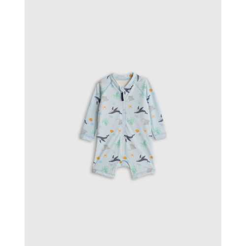 Long Sleeve Zip-Up Rash Guard One-Piece - 6-9M