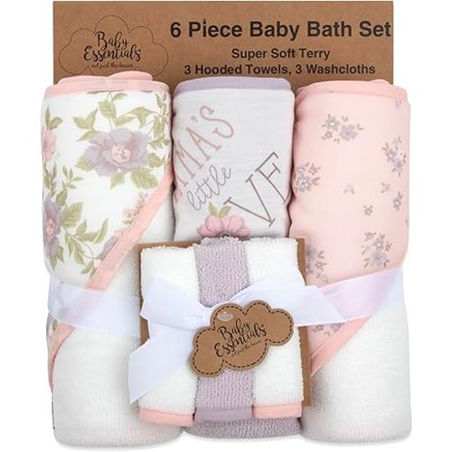 Hooded Baby Bath Towel and Washcloth 6 Piece Set for Newborns, Infants & Toddlers, Boys & Girls Baby Hooded Towels Set